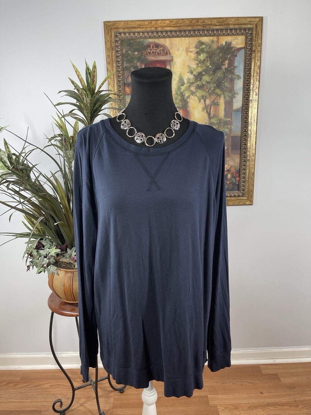Threads 4 Thought Navy Blue Modal Pullover Sweatshirt Tunic Top Women's XL